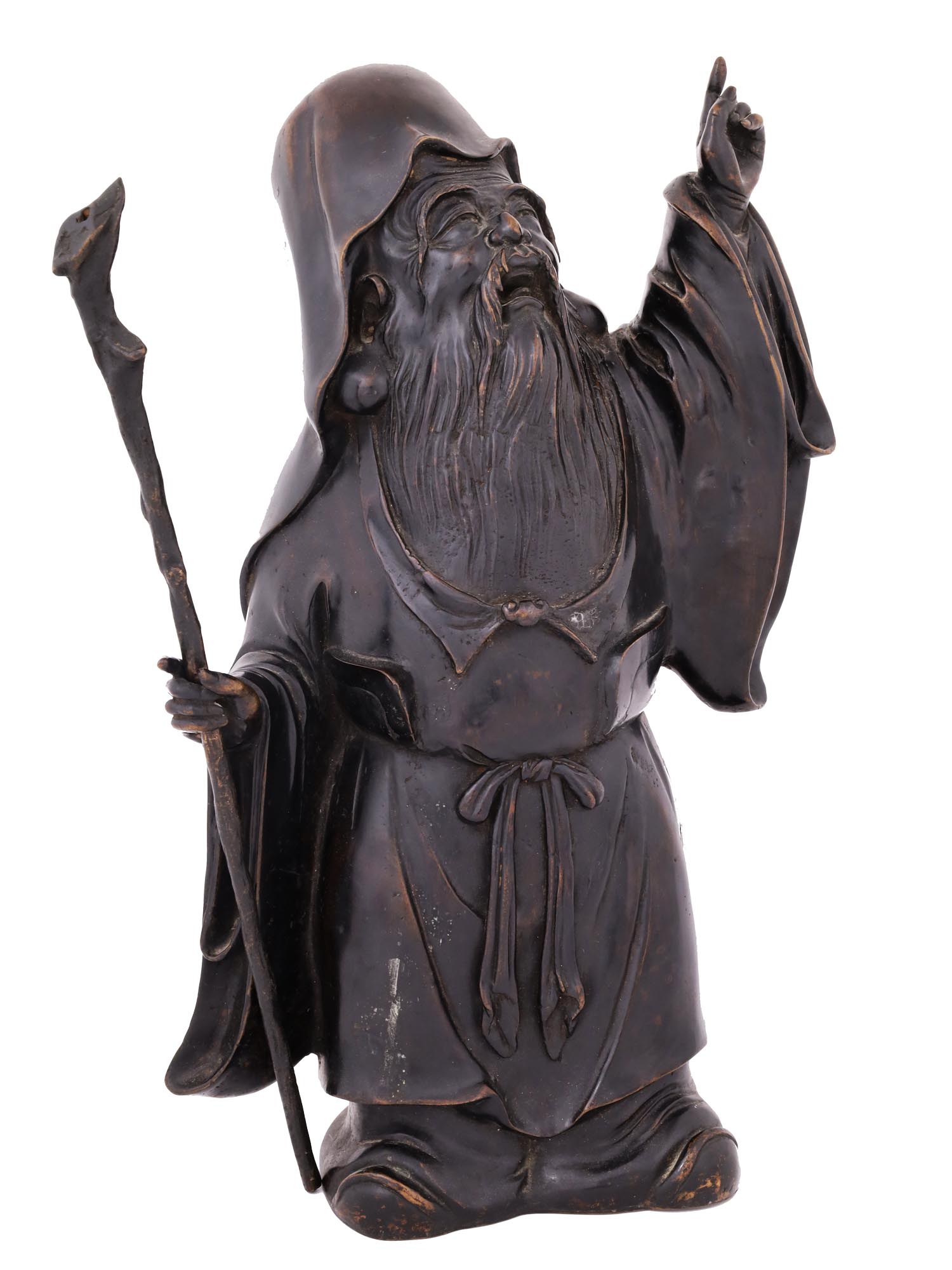 JAPANESE PATINATED BRONZE FIGURE OF A FORTUNE GOD PIC-0